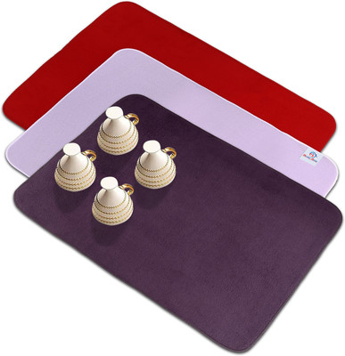 Heart Home Rectangular Pack of 3 Table Placemat(Multicolor, Microfibre)