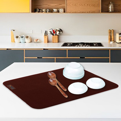 HOMESTIC Rectangular Pack of 1 Table Placemat(Brown, Microfibre)