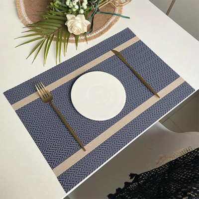 MONKDECOR Rectangular Pack of 4 Table Placemat(Blue, PVC)