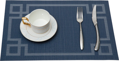 HS WORLD Rectangular Pack of 1 Table Placemat(Blue, PVC)