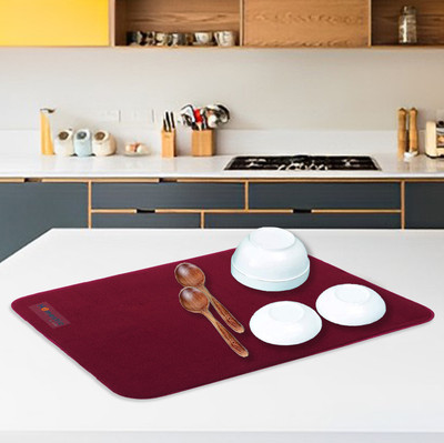 HOMESTIC Rectangular Pack of 1 Table Placemat(Maroon, Microfibre)