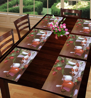 Creadcraft Rectangular Pack of 6 Table Placemat(Multicolor, Maroon, PVC)