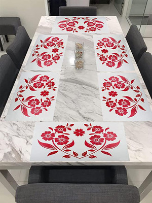E-Retailer Rectangular Pack of 6 Table Placemat(Red, PVC)