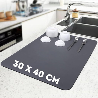 ONE PURCHASE Rectangular Pack of 1 Table Placemat(Black, Silicone)