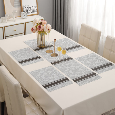 HOKiPO Rectangular Pack of 5 Table Placemat(Grey, PVC)
