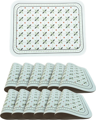 YELONA Rectangular Pack of 12 Table Placemat(Dark Green, White, Brown, Leather)