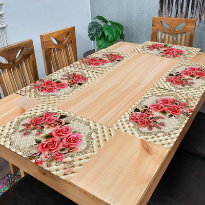 Flipkart SmartBuy Rectangular Pack of 6 Table Placemat(Peach, PVC)