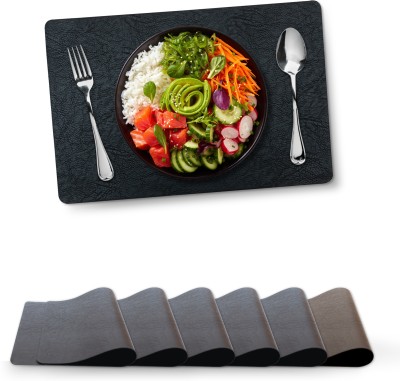 HS WORLD Rectangular Pack of 1 Table Placemat(Black, Leather)