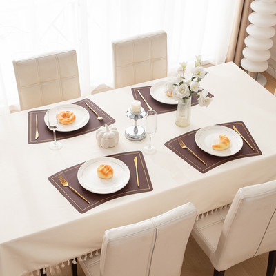 HOKiPO Rectangular Pack of 4 Table Placemat(Brown, Leather)