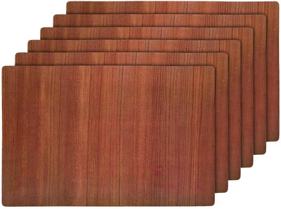 KUBER INDUSTRIES Rectangular Pack of 6 Table Placemat(Brown, PVC)