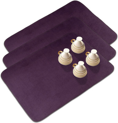 KUBER INDUSTRIES Rectangular Pack of 3 Table Placemat(Purple, Microfibre)