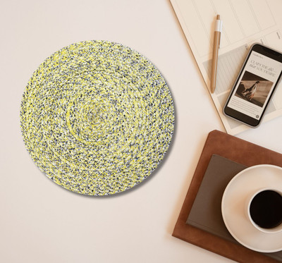 LADLI JEE Round Pack of 1 Table Placemat(Yellow, Polyester)