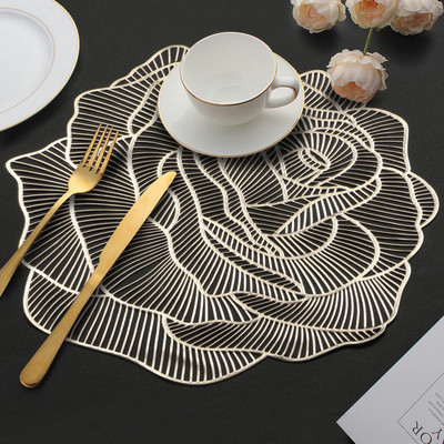 Dakshya Industries Round Pack of 6 Table Placemat(Gold, PVC)