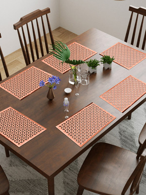 Dakshya Industries Rectangular Pack of 6 Table Placemat(Brown, PVC)