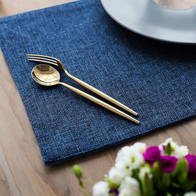 Casanest Rectangular Pack of 6 Table Placemat(Dark Blue, Jute)