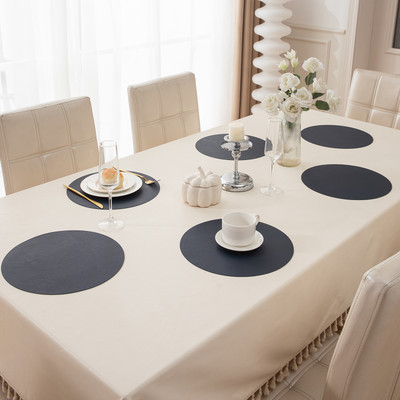 HOKiPO Round Pack of 6 Table Placemat(Dark Blue, Leather)