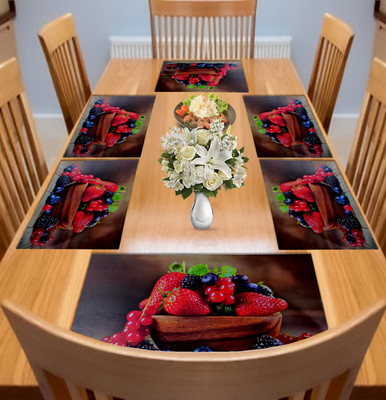 Flipkart SmartBuy Rectangular Pack of 6 Table Placemat(Black, PVC)