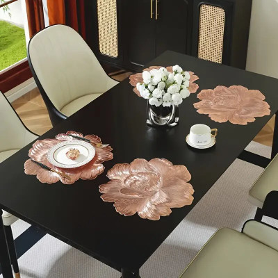 Castle Decor Round Pack of 4 Table Placemat(Brown, PVC)