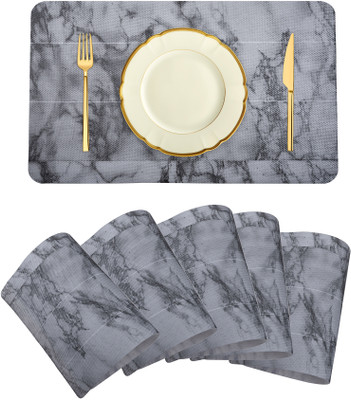 KUBER INDUSTRIES Rectangular Pack of 6 Table Placemat(Grey, PVC)