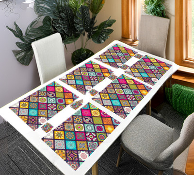 Creadcraft Rectangular Pack of 6 Table Placemat(Multicolor, PVC)