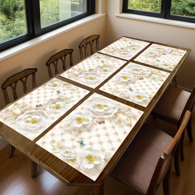REVEXO Rectangular Pack of 6 Table Placemat(Peach, PVC)