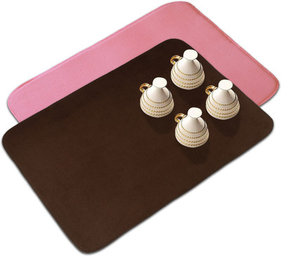 KUBER INDUSTRIES Rectangular Pack of 2 Table Placemat(Pink, Brown, Microfibre)