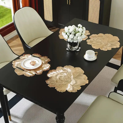 Flipkart SmartBuy Round Pack of 4 Table Placemat(Gold, PVC)