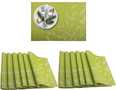 DANSR Rectangular Pack of 12 Table Placemat(Green, Polyester)