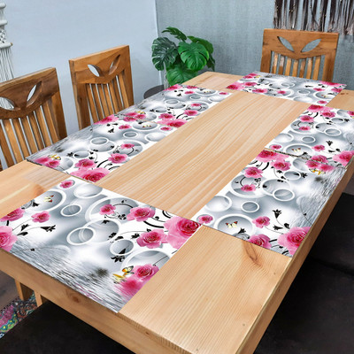 SANRAKSSHAN Rectangular Pack of 6 Table Placemat(Pink, PVC)