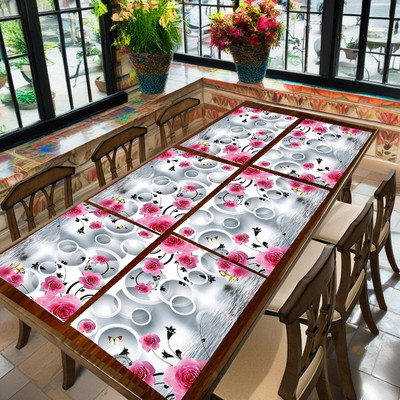 REVEXO Rectangular Pack of 6 Table Placemat(Pink, PVC)