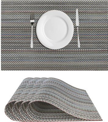Dakshya Industries Rectangular Pack of 4 Table Placemat(Grey, PVC)