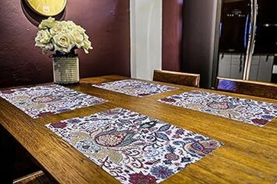 SBJ Rectangular Pack of 4 Table Placemat(Multicolor, Polyester)
