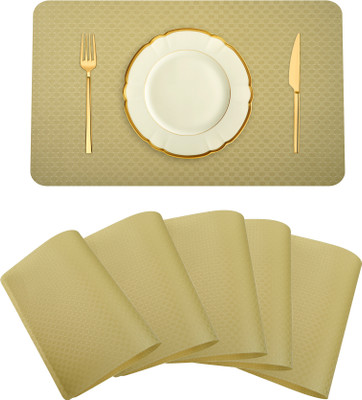 KUBER INDUSTRIES Rectangular Pack of 6 Table Placemat(Beige, PVC)