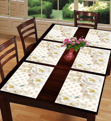 REVEXO Rectangular Pack of 6 Table Placemat(Peach, PVC)
