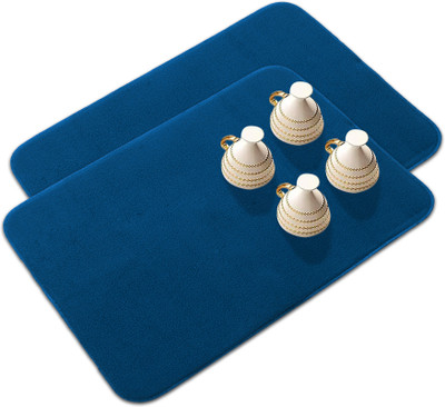 KUBER INDUSTRIES Rectangular Pack of 2 Table Placemat(Blue, Microfibre)