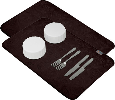 HOMESTIC Rectangular Pack of 2 Table Placemat(Brown, Microfibre)