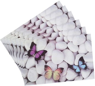 Castle Decor Rectangular Pack of 6 Table Placemat(White, Grey, PVC)
