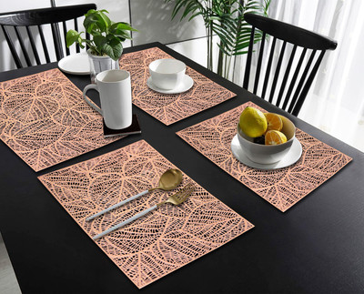 Castle Decor Rectangular Pack of 4 Table Placemat(Brown, PVC)