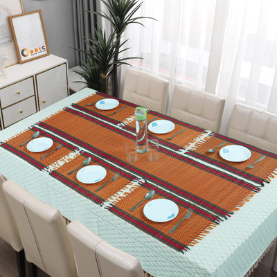 orric Rectangular Pack of 7 Table Placemat(Gold, River Grass)