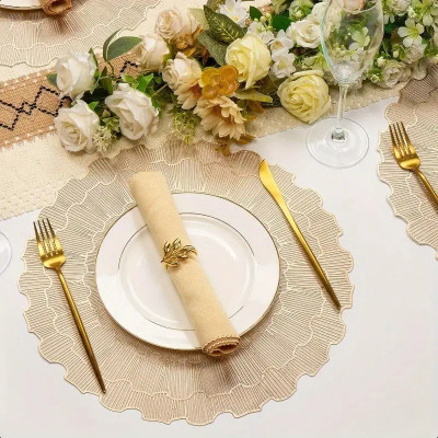 Flipkart SmartBuy Round Pack of 2 Table Placemat(Gold, PVC)