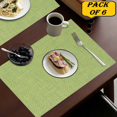 Dakshya Industries Rectangular Pack of 6 Table Placemat(Green, PVC)
