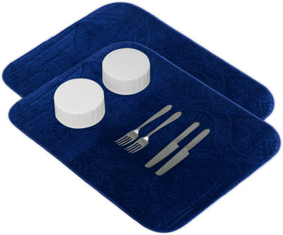 KUBER INDUSTRIES Rectangular Pack of 2 Table Placemat(Blue, Microfibre)