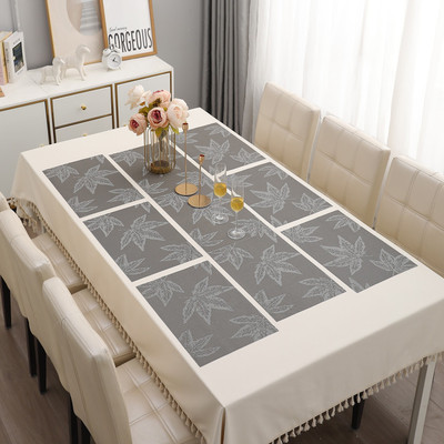 HOKiPO Rectangular Pack of 7 Table Placemat(Grey, PVC)