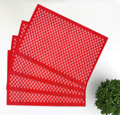 OASIS Rectangular Pack of 4 Table Placemat(Red, Cotton)