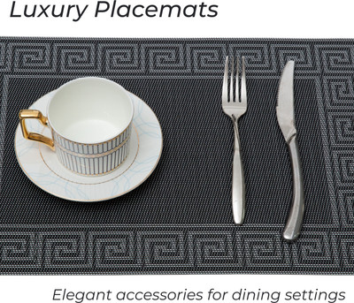 HS WORLD Rectangular Pack of 1 Table Placemat(Black, PVC)