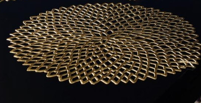 DELHI PVC CORP Round Pack of 2 Table Placemat(Gold, Lace)