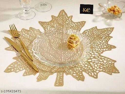 KRIDHA CRAFTS Round Pack of 6 Table Placemat(Yellow, PVC)
