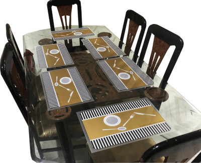 LaVichitra Rectangular Pack of 6 Table Placemat(Multicolor, PVC)