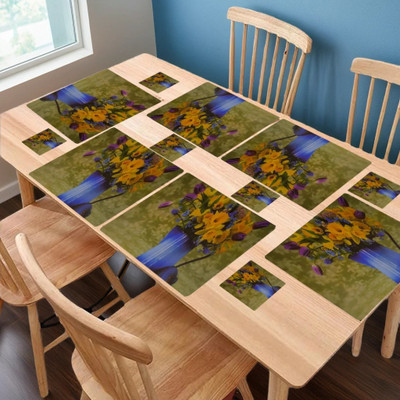 REVEXO Rectangular Pack of 6 Table Placemat(Green, PVC)