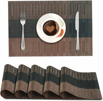 HOKiPO Rectangular Pack of 6 Table Placemat(Multicolor, PVC)